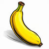 one cartoon banana on a white background