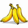 three cartoon bananas on a white background isolated